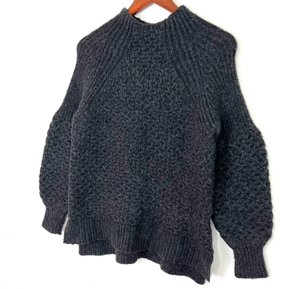 Anthropologie Bia Mock Neck Tunic Alpaca Blend Knit Sweater Grey Size Small - Picture 4 of 11